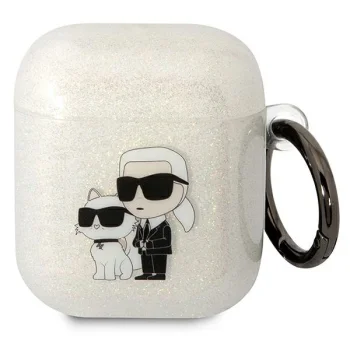 Karl Lagerfeld dėklas „AirPods 1 / 2“, KLA2HNKCTGT, skaidrus su blizgučiais