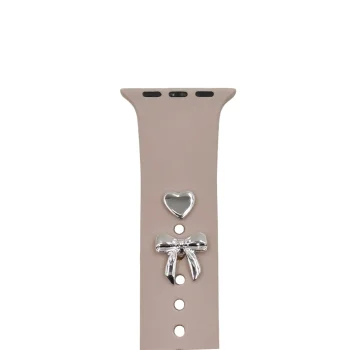 TFO Watch Strap Pin Charms Set Bow, 2 Pcs, Silver
