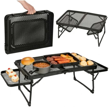 LUARO KX3186_1 Folding Camping Table, 87x40x27 cm, Black