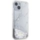 Guess iPhone 14 Case Liquid Glitter Marble, White