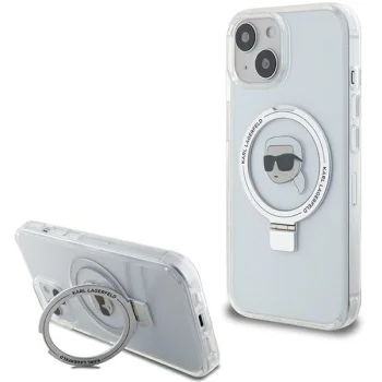 Karl Lagerfeld iPhone 15 Case Magsafe Ringstand, White