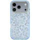 Guess IML Leopard Glitter Triangle Logo MagSafe Case for iPhone 17 / 18 Pro Max - Blue