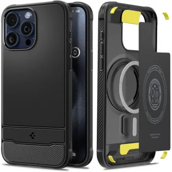 Spigen iPhone 15 Pro Max Case Rugged Armor Mag, Matte Black
