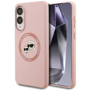 Karl Lagerfeld Samsung Galaxy S25 Edge Case Magnetic Silicone Double Heads, Pink