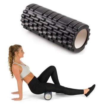 Masāžas Jogas Fitnesa Pilates Putu Rullis - 30x10cm, Melns| Foam Yoga Massage Roller