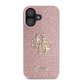 Чехол Guess для iPhone 16 Fixed Glitter Big 4G, розовый