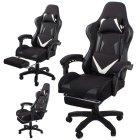 Ergonomic Swivel Gaming Chair with Retractable Footrest, Black