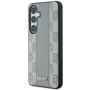 DKNY Leather Checkered Pattern MagSafe Case for Samsung Galaxy S25 taupe