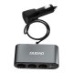 Dudao Car Charger with 3-Way Cigarette Lighter Splitter and 2x USB, Black