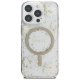 Guess Resin Flowers Glitter MagSafe iPhone 16 Pro Max Case - Beige