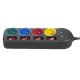 Maclean MCE229 B Power Strip, 4 Outlets, 2xUSB, 1.5m, Black