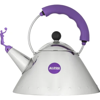 Alessi 9093 VA Whistling Kettle 2.0L, Induction Compatible, Silver / Violet