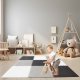 EVA Foam Floor Puzzle Mat Play Pad Carpet - Set of 9 pcs., Grey/Black
