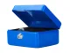 Metal cash box with key and compartments, 20x16x9 cm, blue