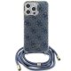 Guess Crossbody Cord 4G Print case for iPhone 15 Pro Max - blue