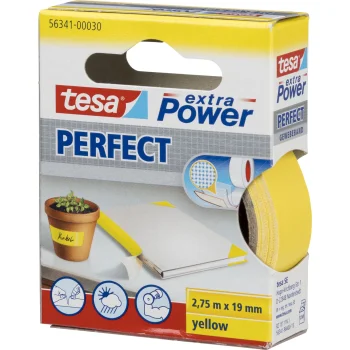 Tesa extra Power Perfect Cloth Tape, 2.75 m x 19 mm, Yellow (56341)