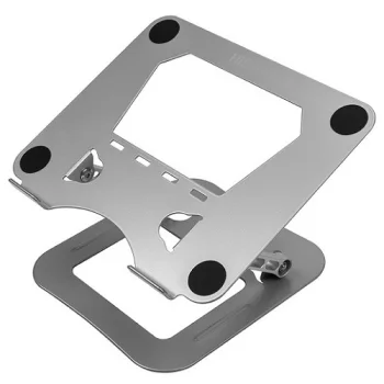Hismart Foldable Steel Laptop and Tablet Stand, Silver/Gray