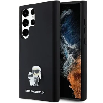 Karl Lagerfeld Samsung Galaxy S24 Ultra Case Silicone Karl&Choupette Metal Pin, Black