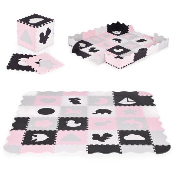Foam Puzzle Play Mat with Fence for Ball Pit 36 Tiles ECOTOYS