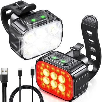 Bicycle LED Light Set Front and Rear USB Rechargeable IP65