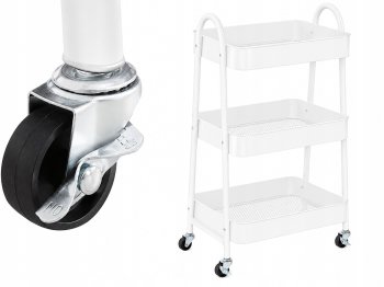 Metal Rolling Storage Cart, 3 Tiers, White