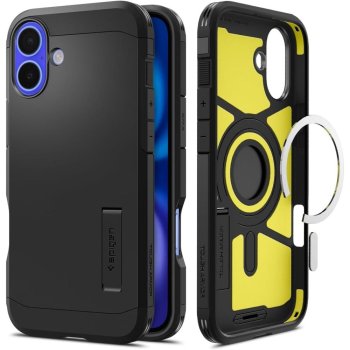 Spigen Tough Armor MagSafe Case with Stand for iPhone 16 - Black