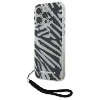 Apple iPhone 16 Pro 6.3'' Karl Lagerfeld IML Zebra Pattern & Cord Cover Case, Black