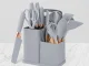 Kitchen Knife and Utensil Set with Block and Cutting Board, 19 Pieces, Grey
