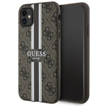 Guess iPhone 11 / XR Case 4G Printed Stripes MagSafe, Brown