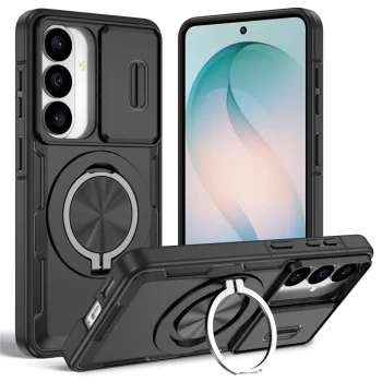 Samsung Galaxy S26 Case with Sliding Camera Cover, Swivel Stand & MagSafe, Black