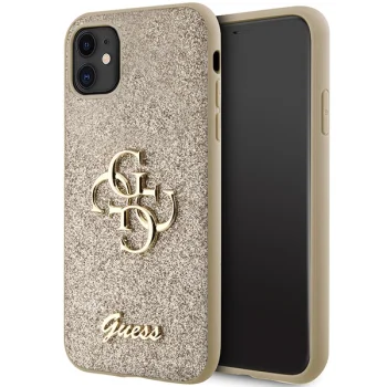 Guess iPhone 11 / Xr Case Glitter Script Big 4G, Gold