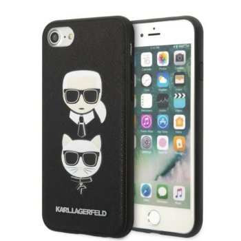 Apple iPhone 8 / 7 / SE (2020) (2022) 4.7" Karl Lagerfeld Saffiano Karl&Choupette Case Cover (KLHCI8SAKICKCBK), Black