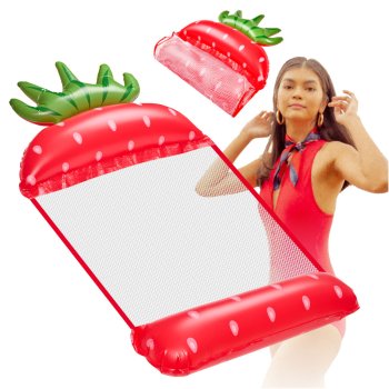 Inflatable Water Hammock Pool Float Lounger, Strawberry