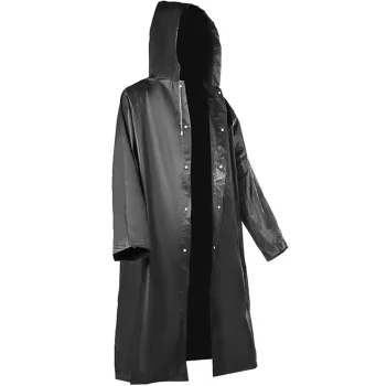 Reusable Raincoat with Hood AG335A, Black