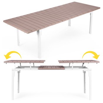 Extendable Garden Table 180-240 cm 12-Seater Steel HDPE MultiGarden, Beige