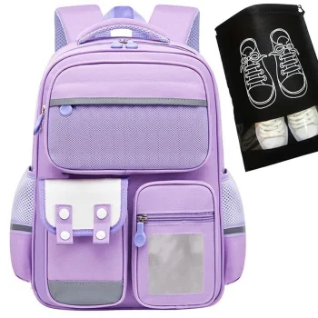 School Backpack with Shoe Bag, Waterproof, 43x31x15 cm