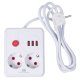 Maclean MCE387 W Power Strip, 2 Outlets, 3xUSB, 2500W, 1.5m, White
