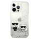 Karl Lagerfeld Liquid Glitter Karl & Choupette Case for iPhone 13 Pro Max, Silver