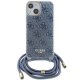 Apple iPhone 15 6.1\'\' Guess Crossbody Cord 4G Print Case Cover, Blue