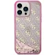 Guess iPhone 14 Pro Case Liquid Glitter 4G Translucent, Pink