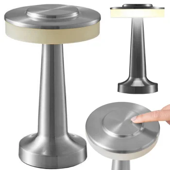 Wireless Touch Table Lamp, 3 Light Shades, Silver