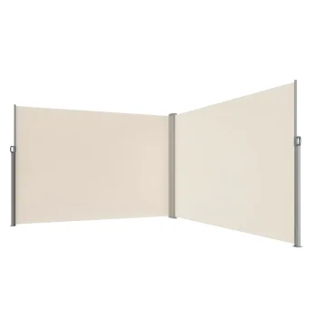 Retractable Corner Side Awning LUARO Patio Privacy Screen 181 x 620 cm, Beige