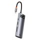 Baseus Metal Gleam Series multifunctional USB HUB 7in1 Type C HDMI TF PD card reader gray (WKWG020113)