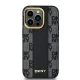 DKNY iPhone 14 Pro Max Case Leather Checkered Mono Pattern MagSafe, Black
