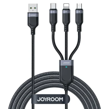 Joyroom S-A18 3in1 USB-A to Lightning / USB-C / MicroUSB Cable 1.2m, Black