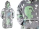 Glow in the Dark Hoodie Blanket for Kids, Oversized Wearable Sweatshirt, Grey Dinosaurs