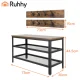 Ruhhy 00027037 Shoe Rack with Coat Hanger and Bench, 73cm, Black/Brown