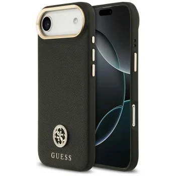 Dėklas Guess Grained Strass Logo MagSafe, skirtas iPhone Air, juodas