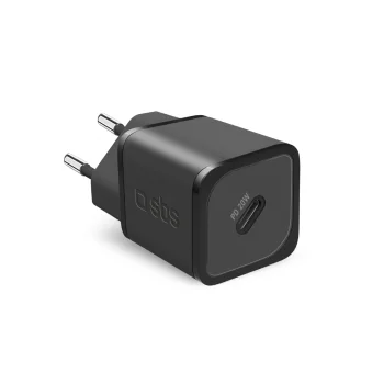 Sbs 20W GaN USB-C Wall Charger with Power Delivery, Black
