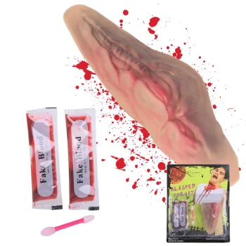 Fake Slit Throat Wound with 10ml Fake Blood for Halloween